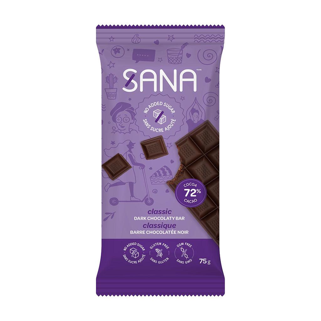 Barre Chocolatée Noire Classique 72% Sana - La Boite à Grains