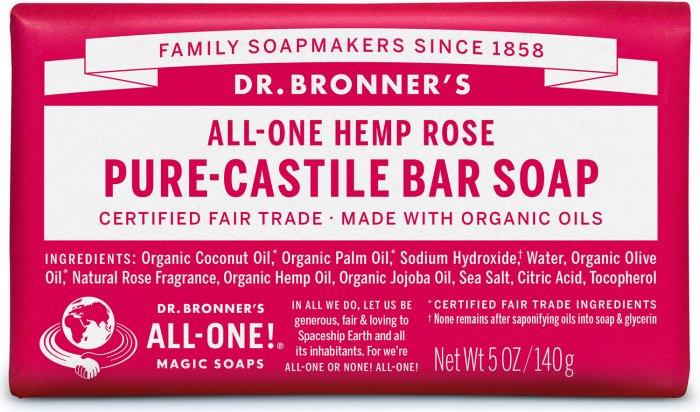 Barre de Savon de Castille Pur - Rose Dr. Bronner's - La Boite à Grains