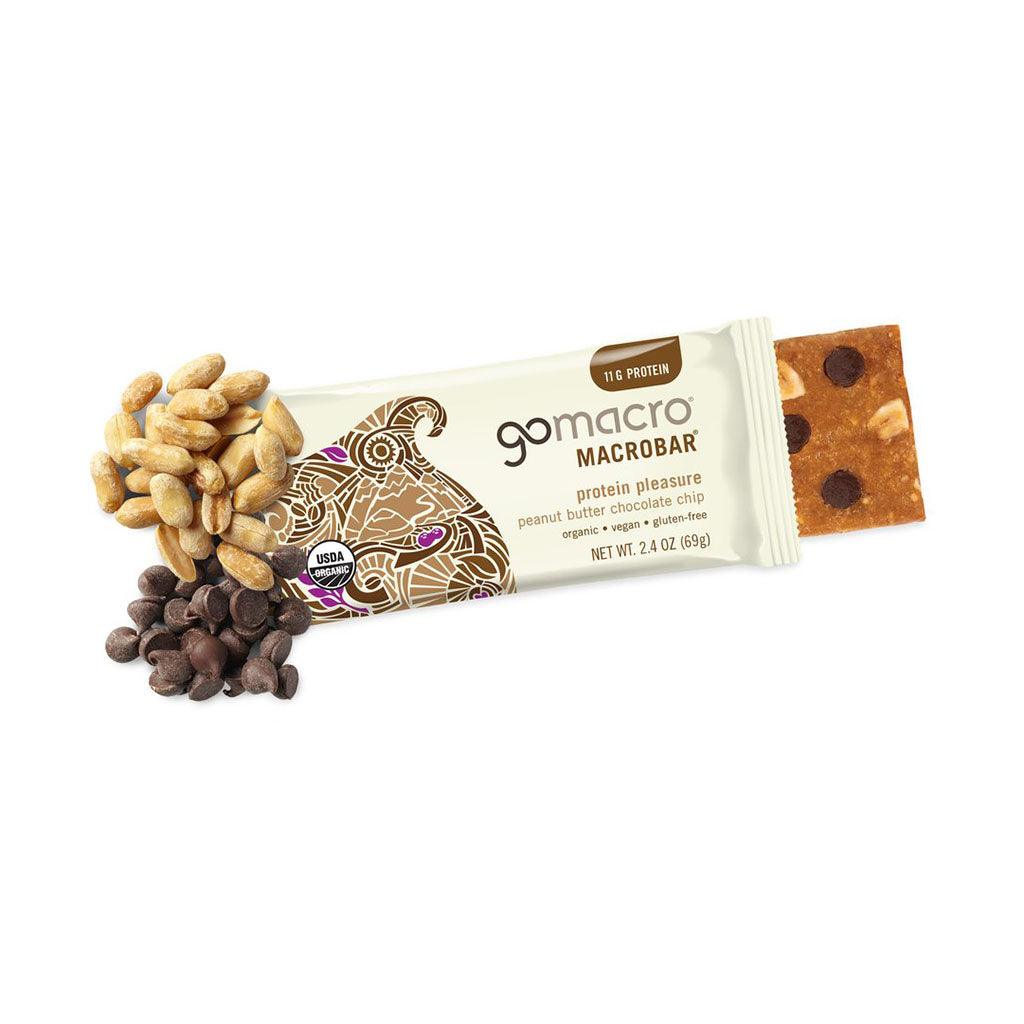 Barre Plaisir Protéiné Beurre d'Arachides Brisures de Chocolat GoMacro - La Boite à Grains