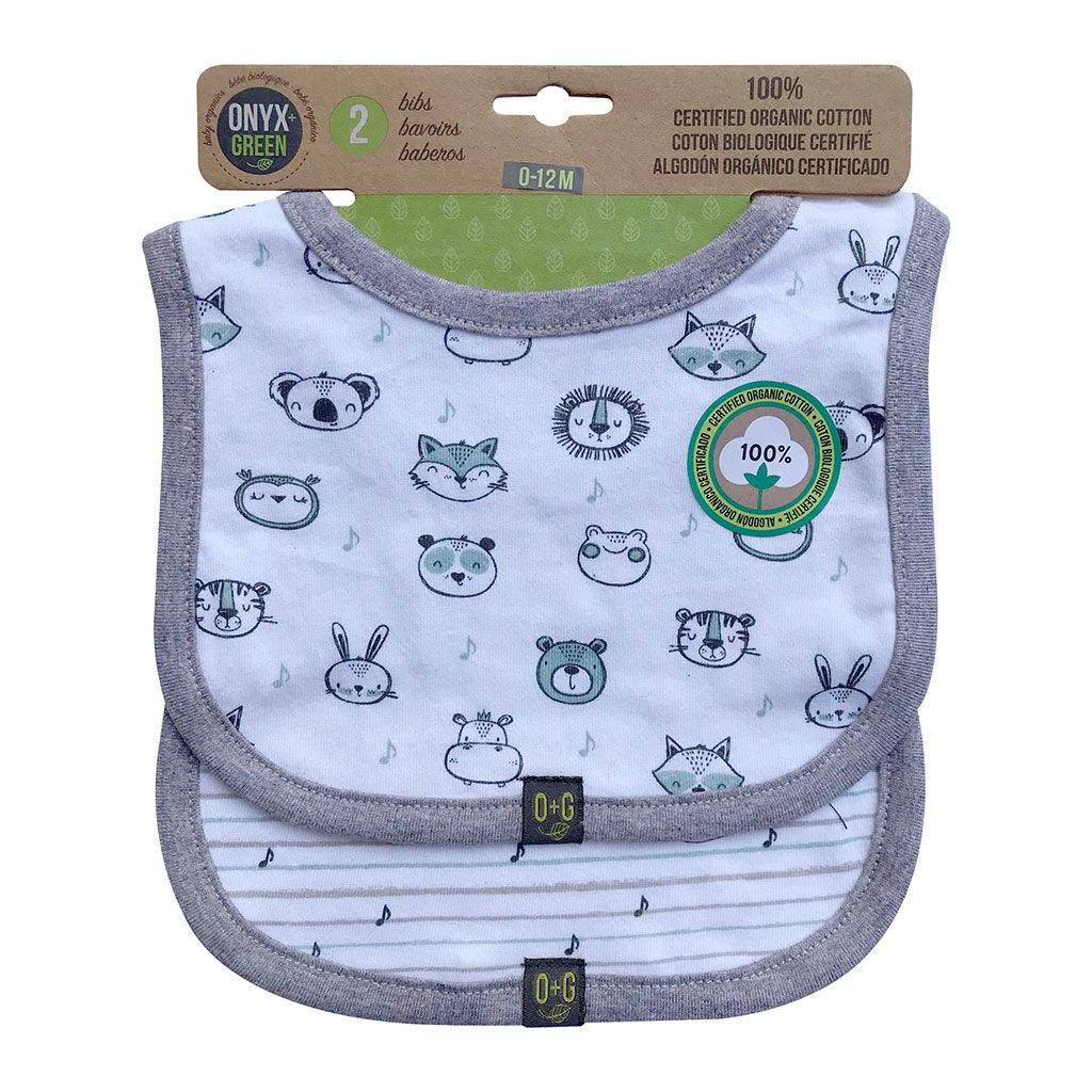 Bavoirs Bébé Coton Biologique Certifié Onyx + Green - La Boite à Grains