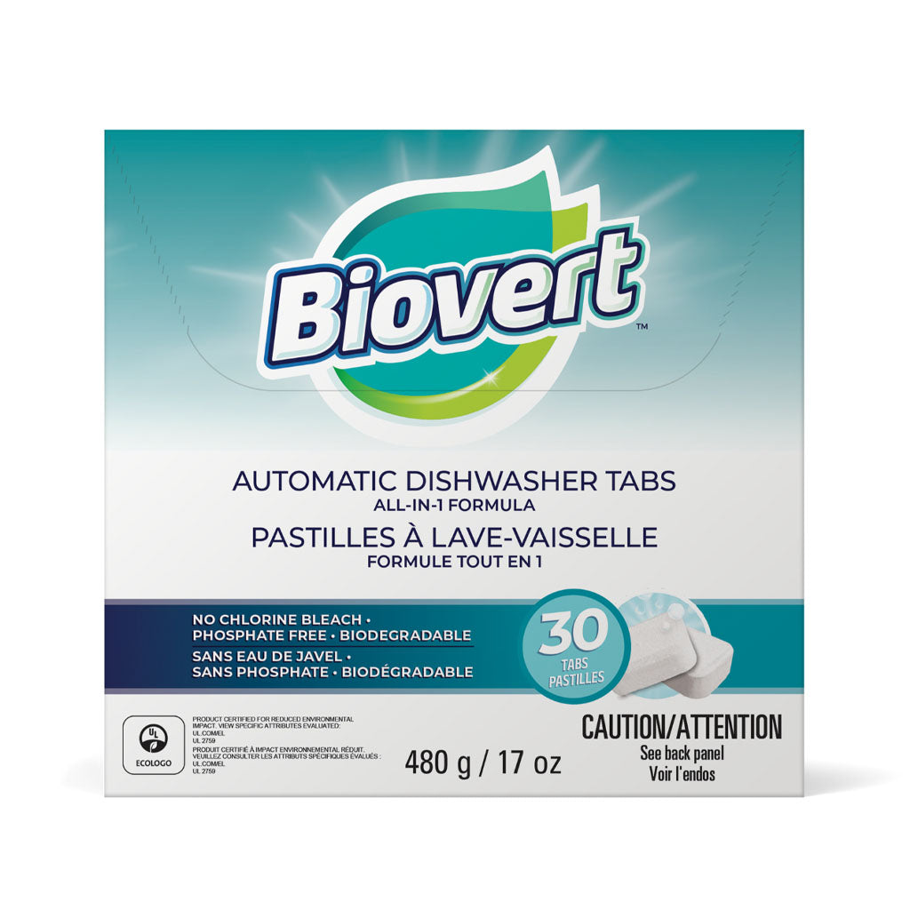 Biovert pastilles à Lave-vaisselle formule tout en 1 30 pastilles 480 g - La Boite à Grains