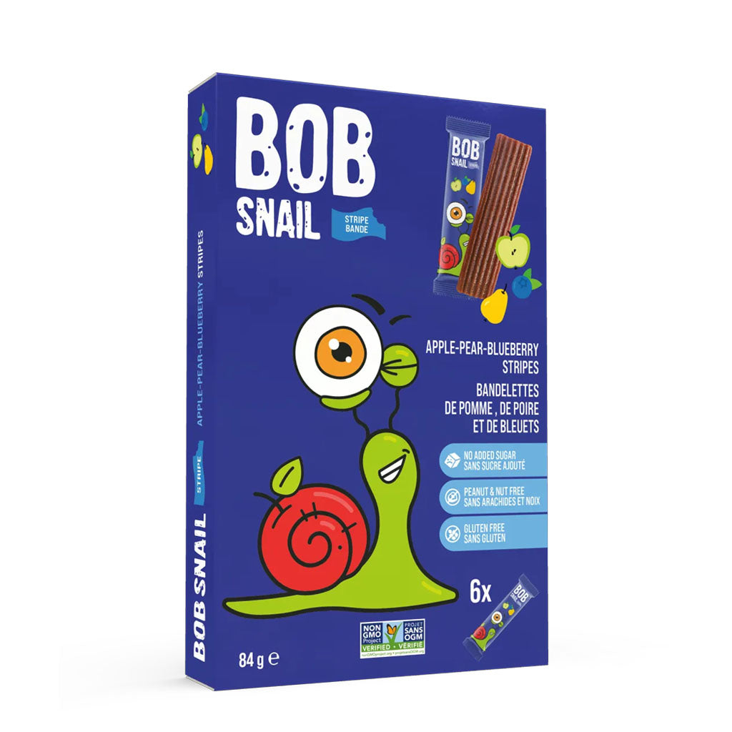 Bandelettes de Pommes, de Poires et de Bleuets Bob Snail 84 g - La Boite a grains