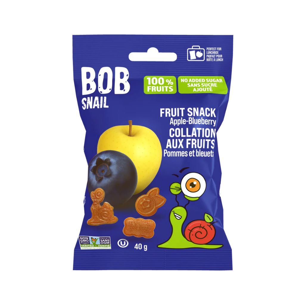 collation aux fruits pommes et bleuets Bob Snail - La Boite à Grains