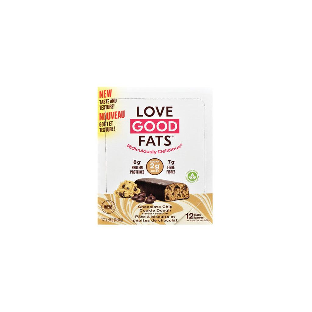 Boîte de 12 Barres à Base de Plantes Pâte à Biscuit et Pépites de Chocolat Love Good Fats