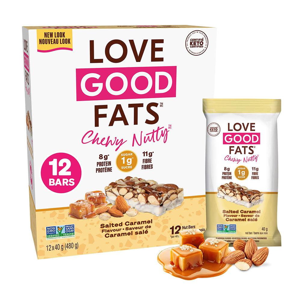 Boîte de 12 Barres Chewy Nutty à Saveur de Caramel Salé Love Good Fats
