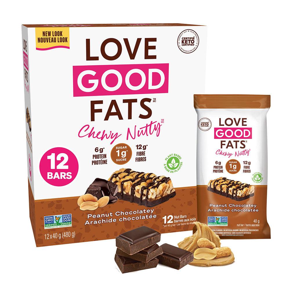 Boîte de 12 Barres Chewy Nutty Arachide Chocolatée Love Good Fats