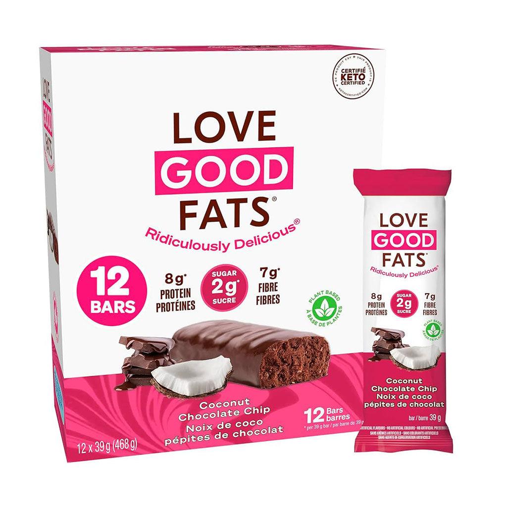 Boîte de 12 Barres Noix de Coco Pépites de Chocolat Sans Gluten Love Good Fats