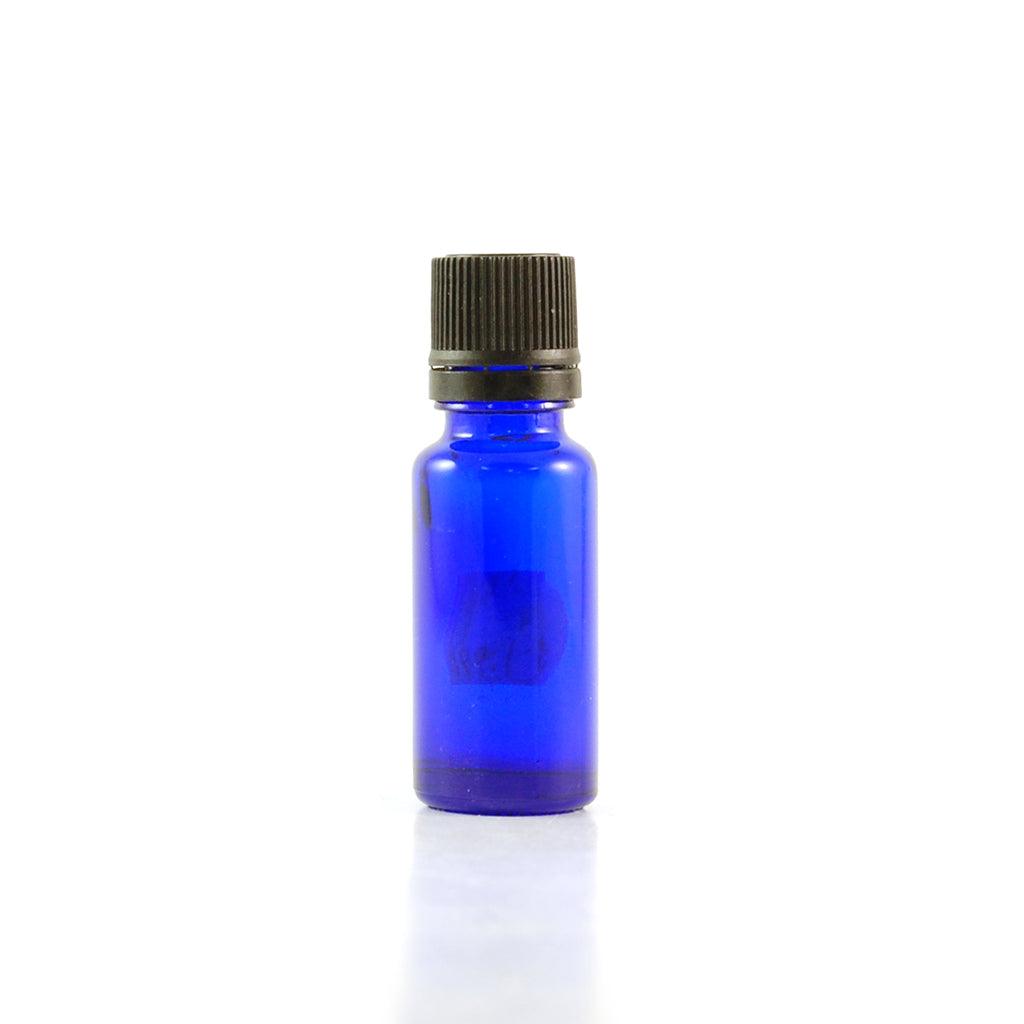 Bouteille Bleu Cobalt avec Bouchon Noir pour Huiles Essentielles La Boite à Grains - La Boite à Grains