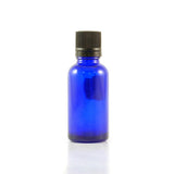 Bouteille Bleu Cobalt avec Bouchon Noir pour Huiles Essentielles La Boite à Grains - La Boite à Grains