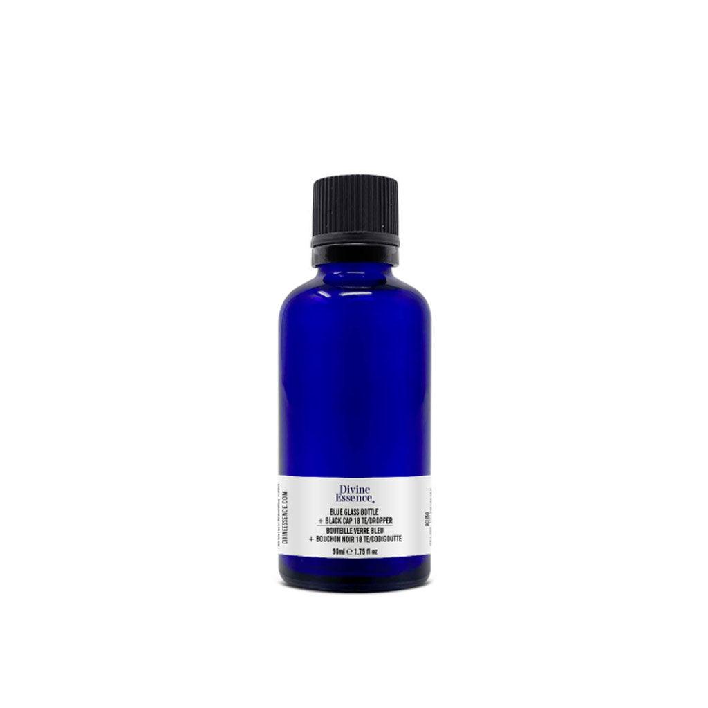Bouteille Vide en Verre Bleu pour Huiles Essentielles Divine Essence - La Boite à Grains