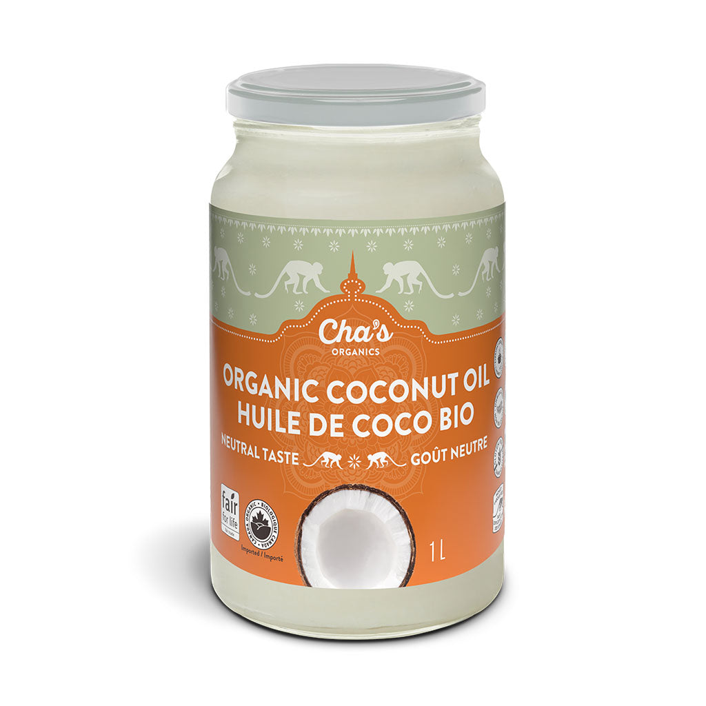 huile de coco biologique goût neutre Cha's Organics - La Boite à Grains