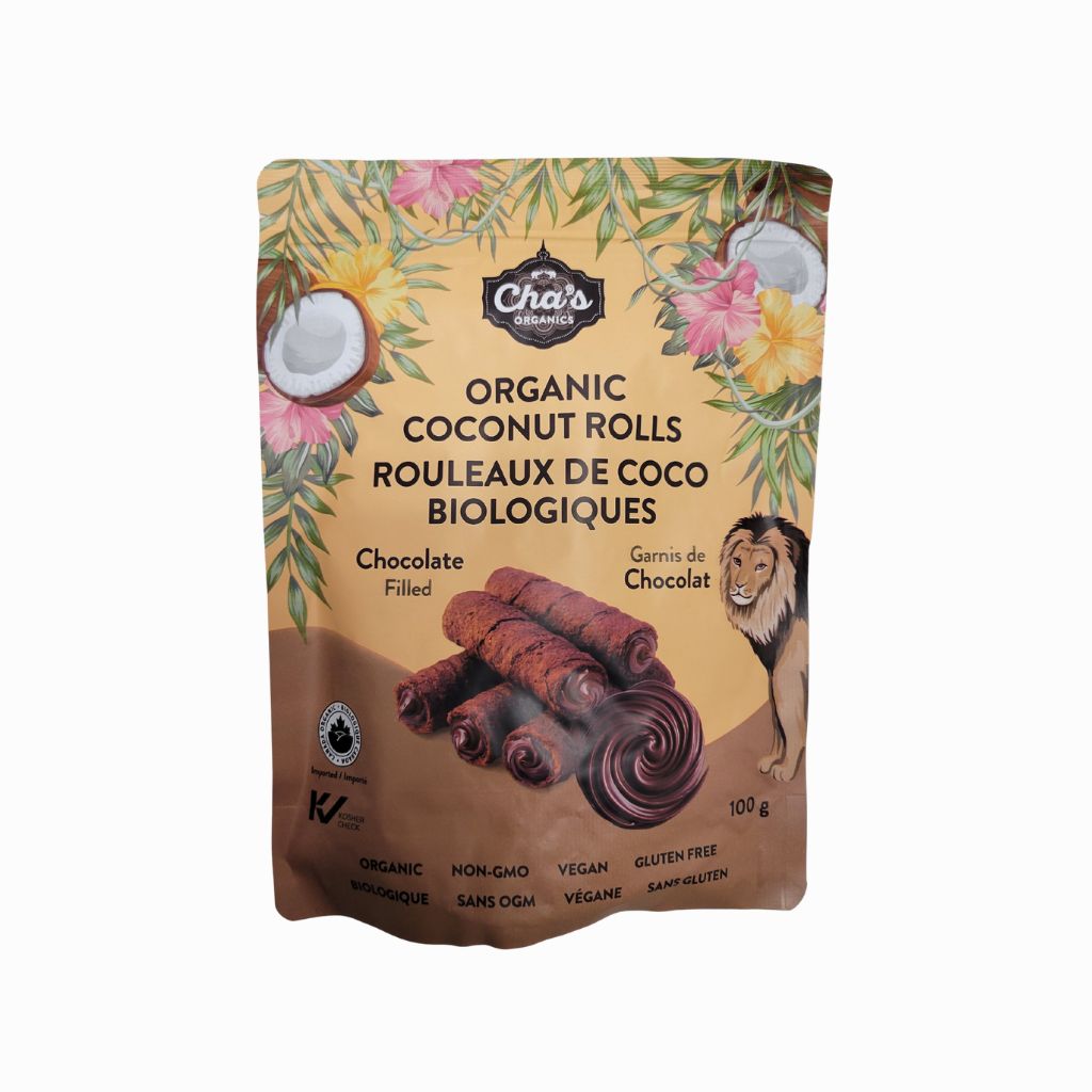 Cha's Organics Organic Coconut Rolls with Chocolate Filling - La Boite à Grains