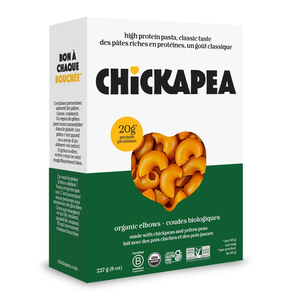 chickapea coudes biologiques 227 g - La Boite à Grains