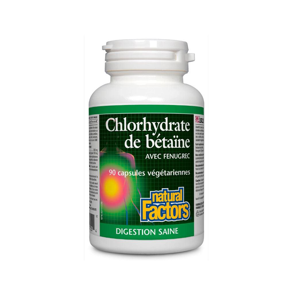 Chlorhydrate de Bétaïne avec Fenugrec Natural Factors - La Boite à Grains