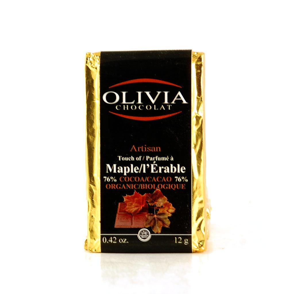 Chocolat 76% à l'Érable Olivia Chocolat - La Boite à Grains