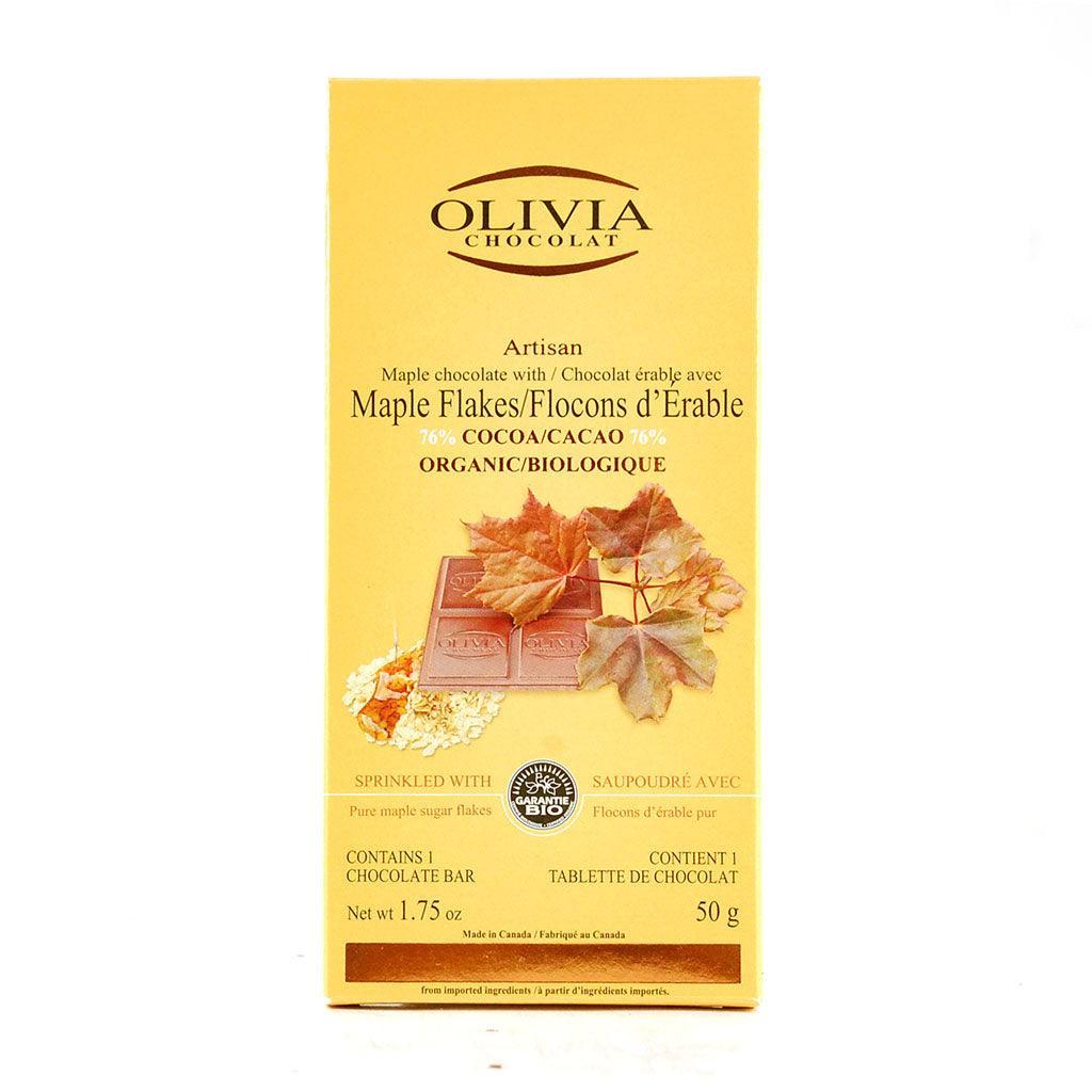 76% Chocolate with Maple Flakes Olivia Chocolat - La Boite à Grains
