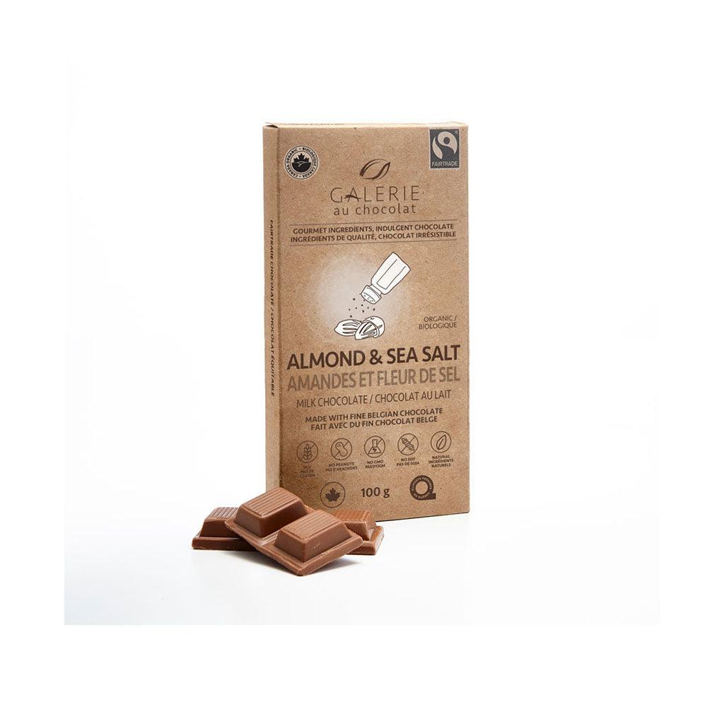 Chocolat au Lait Amandes et Fleur de Sel Biologique Galerie au Chocolat - La Boite à Grains