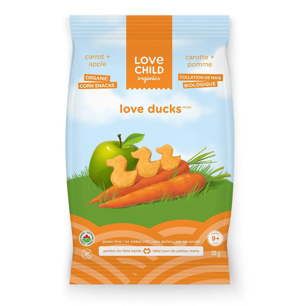 Collation de Maïs Bio Love Ducks Carotte et Pomme Love Child Organics - La Boite à Grains