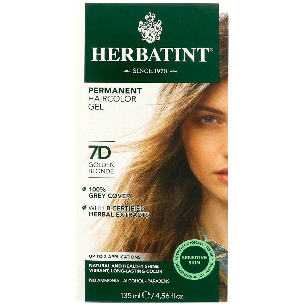 Colorant Permanent à Cheveux - Blond Doré 7D Herbatint - La Boite à Grains