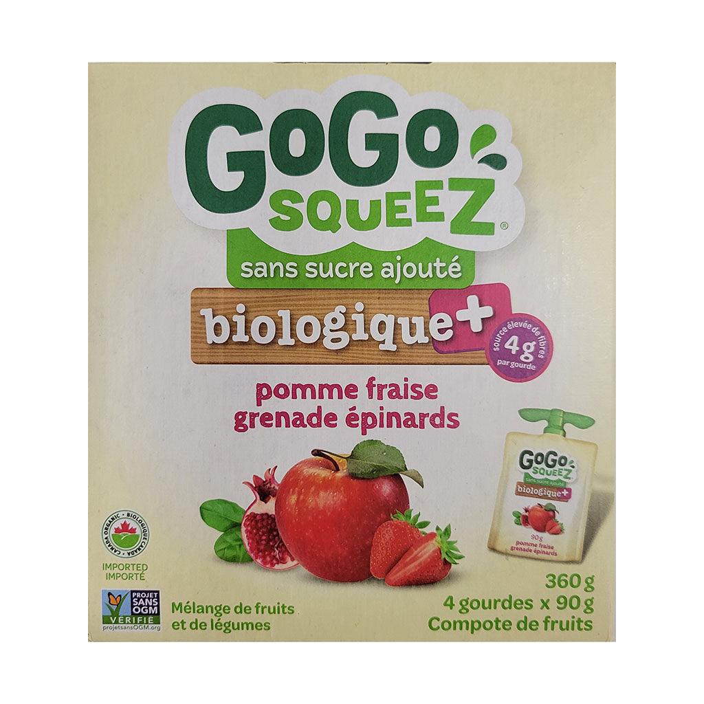Compote de Fruits Pomme Fraise Grenade Épinards Biologique+ GoGo Squeez - La Boite à Grains