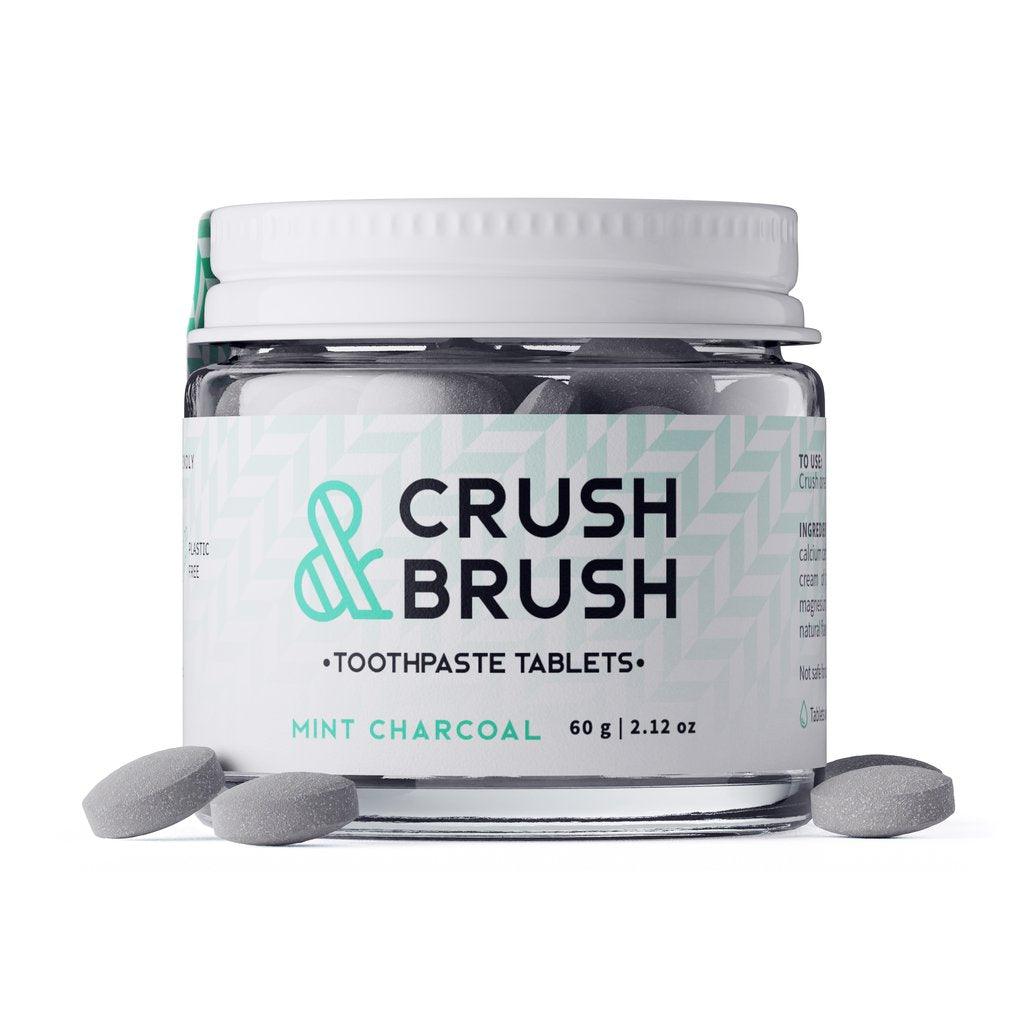 Comprimés de Dentifrice Crush & Brush Charbon Menthe Nelson Naturals - La Boite à Grains