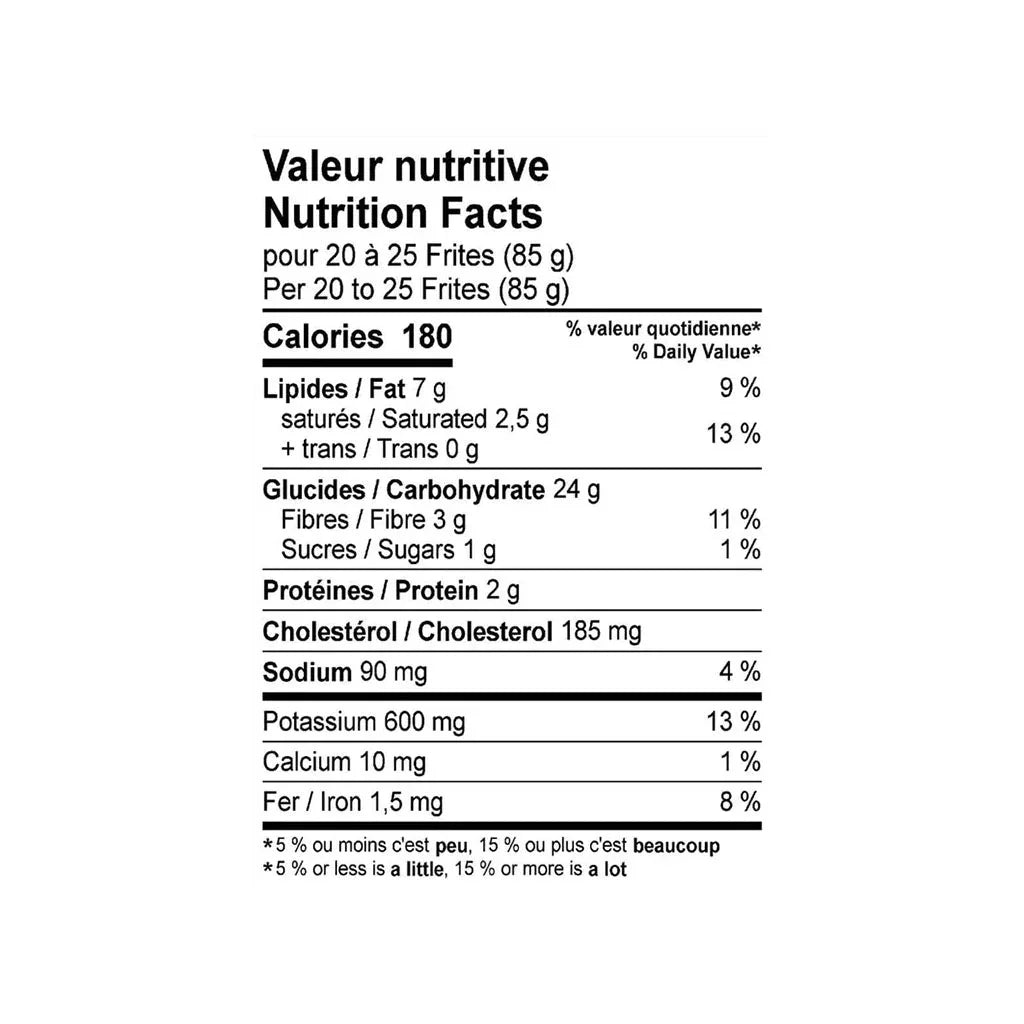 cool & simple fries cooked in duck fat 500 g nutritional value