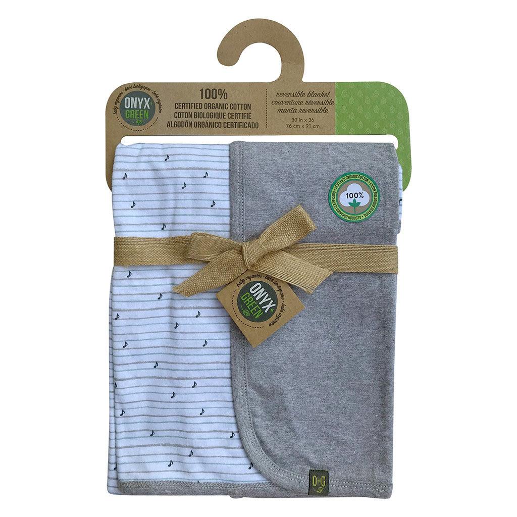 Couverture Réversible Bébé Coton Biologique Certifié Onyx + Green - La Boite à Grains