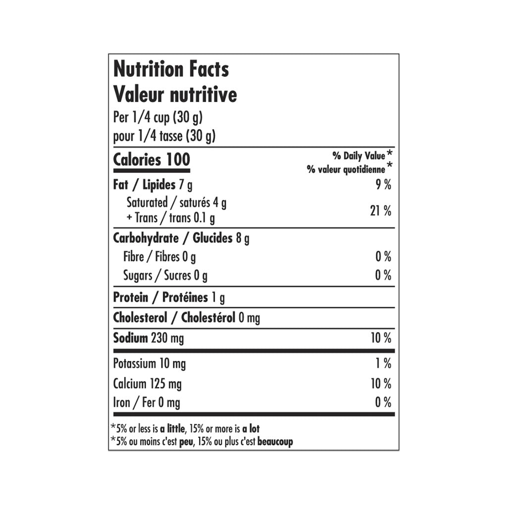 daiya monterey jack épicé en copeaux 200 g valeur nutritive