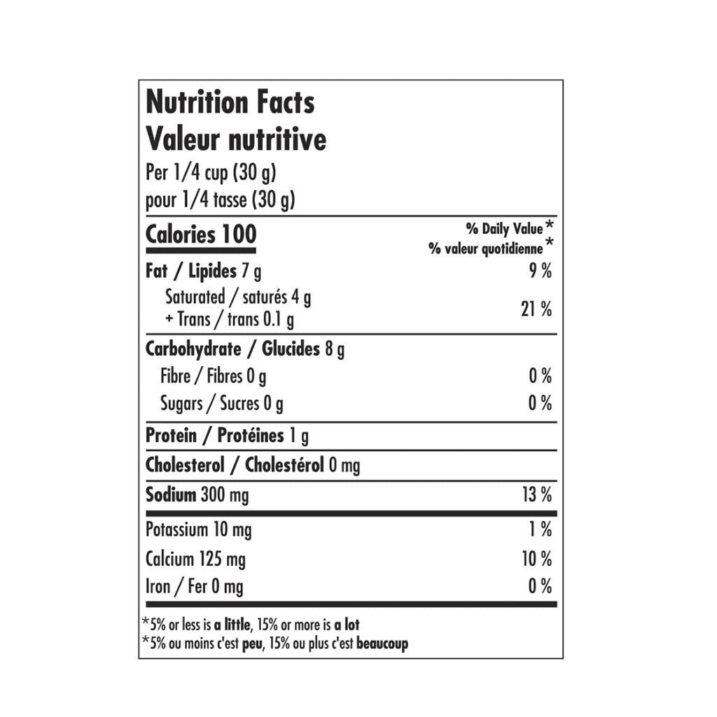 daiya en copeaux parmesan 200 g valeur nutritive