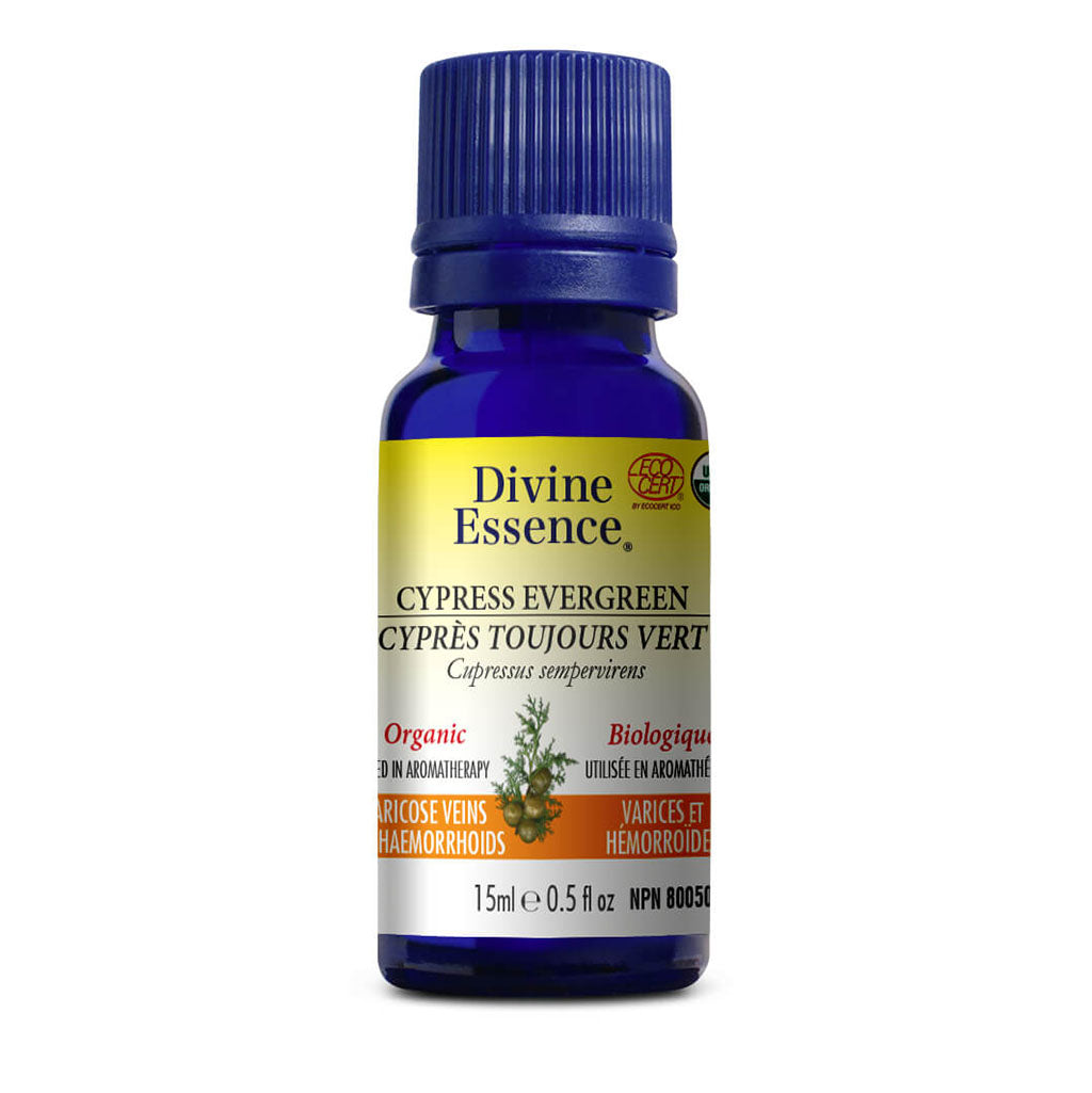 divine essence huile essentielle cyprès toujours vert biologique 15 ml