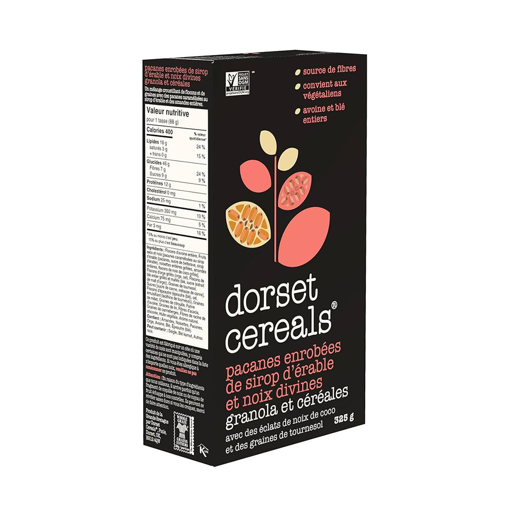 granola et céréales pacanes enrobées de sirop d'érable et noix divines Dorset Cereals - La Boite à Grains