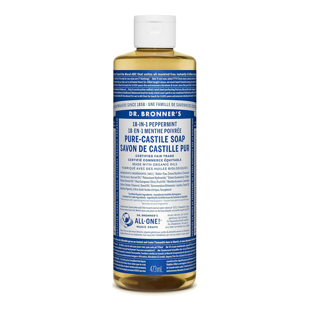 dr bronner's savon de castille pur menthe poivrée 473 ml