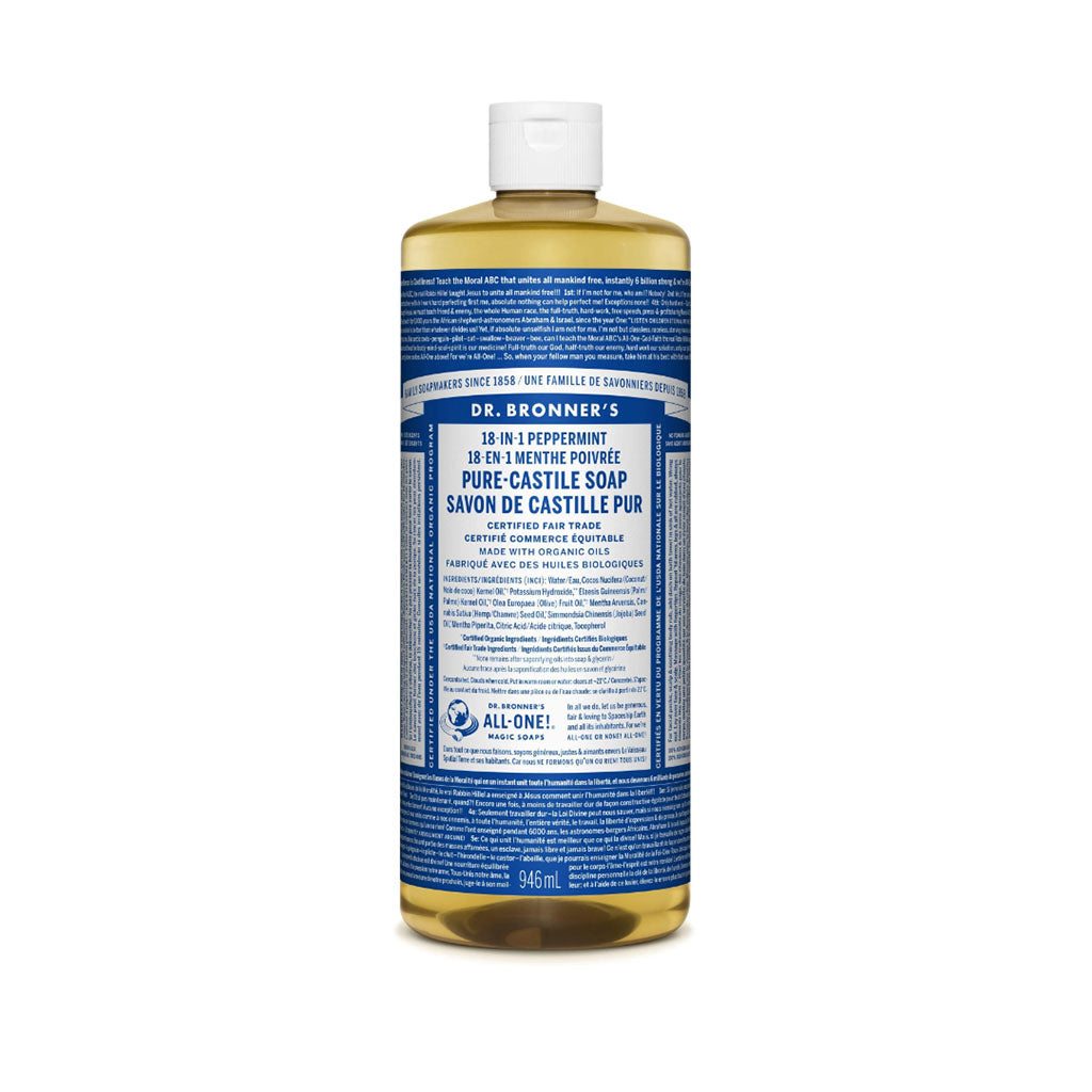 dr bronner's savon de castille pur menthe poivrée 946 ml