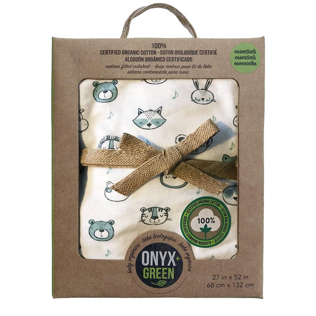 Drap Contour pour Lit de Bébé Coton Biologique Certifié Onyx + Green - La Boite à Grains