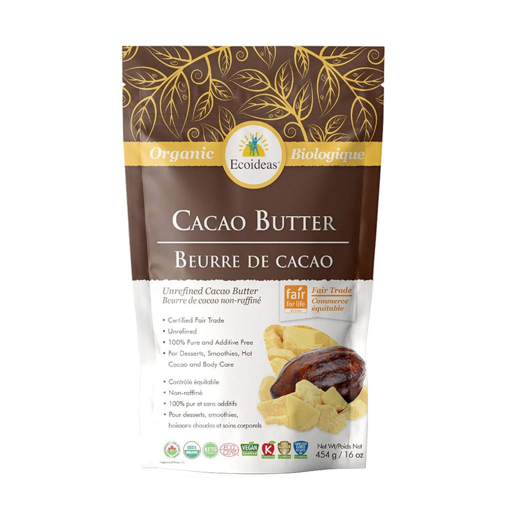 ecoideas beurre de cacao biologique non-raffiné 454 g - La Boite à Grains