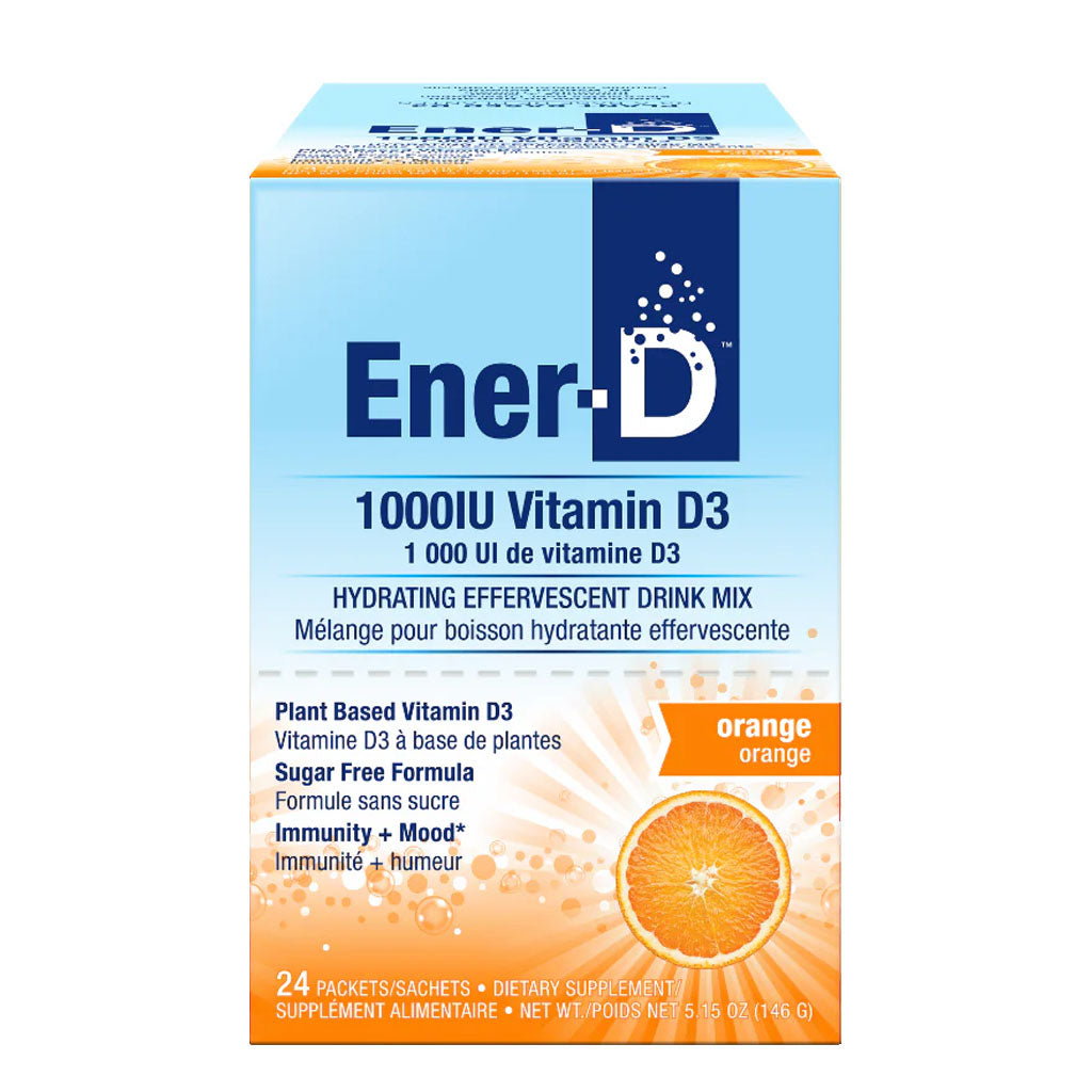 Ener-life ener-d vitamine d3 1000 UI mélange pour boisson hydratante effervescente orange 24 sachets - La Boite à Grains