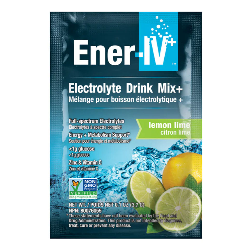 Ener-life ener-iv mélange pour boisson électrolytique citron lime 3.7 g - La Boite à Grains
