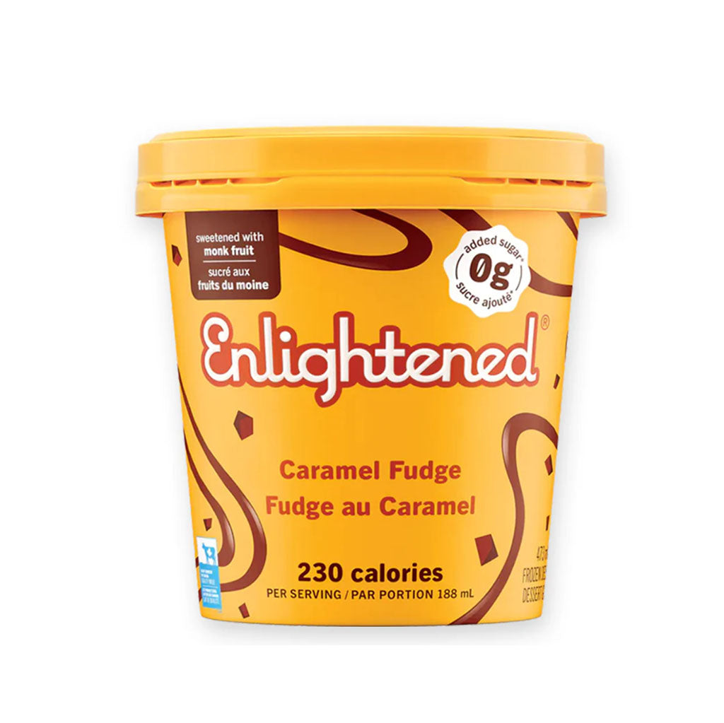 enlightened fudge au caramel dessert glacé sucré au fruit des moines 473 ml - La Boite à Grains