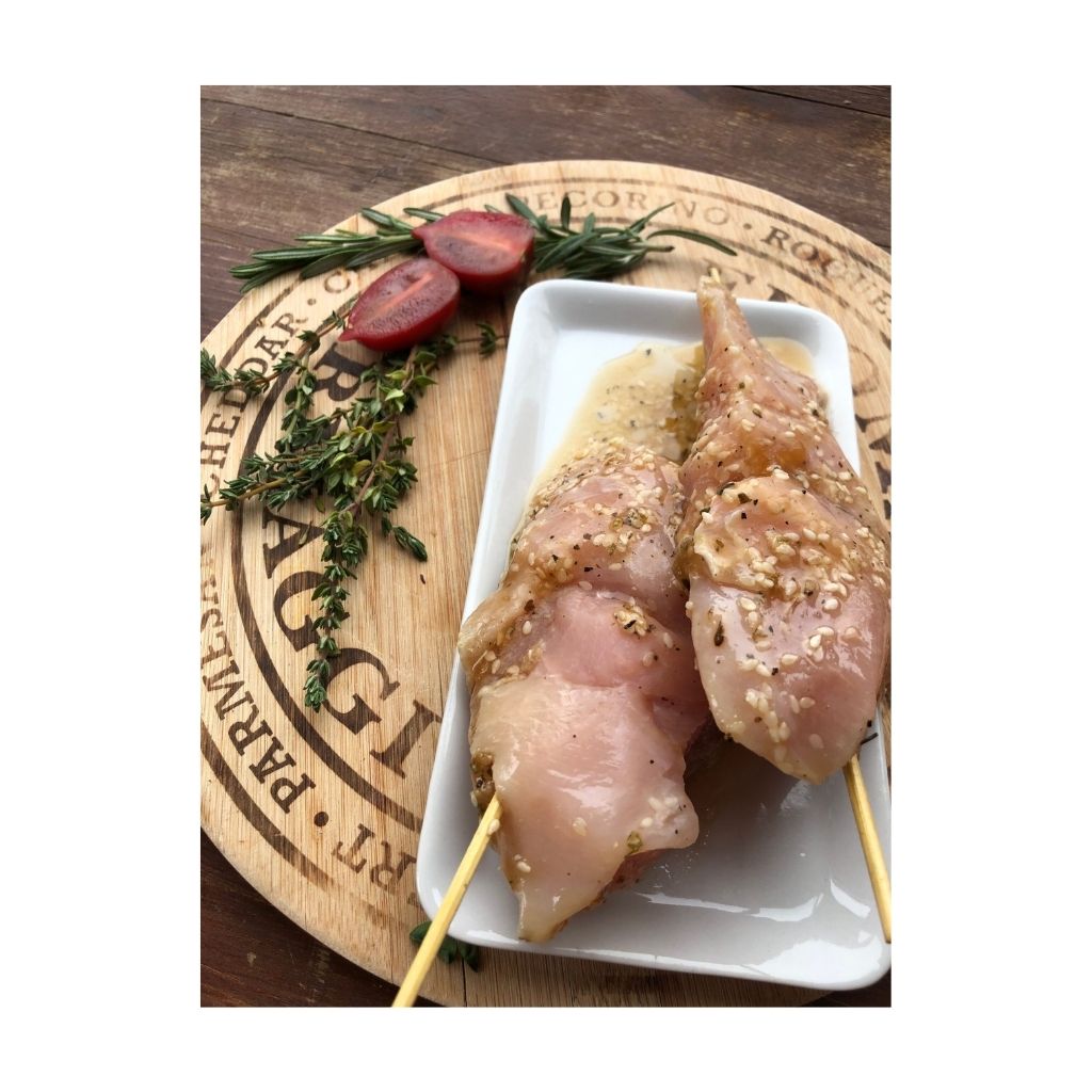 brochettes de poulet de grain lime et sésame Ferme La Rose des Vents - La Boite à Grains
