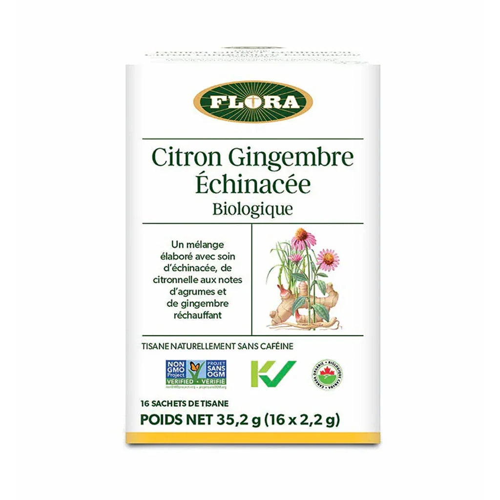 organic lemon ginger echinacea herbal tea Flora - La Boite à Grains