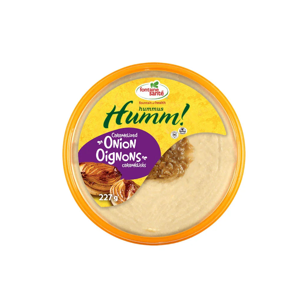 hummus humm! caramelized onions Fontaine Santé - La Boite à Grains