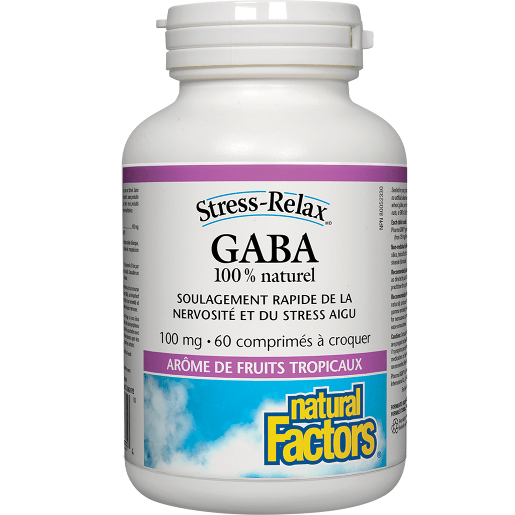 GABA 100 mg Fruits Tropicaux Natural Factors - La Boite à Grains