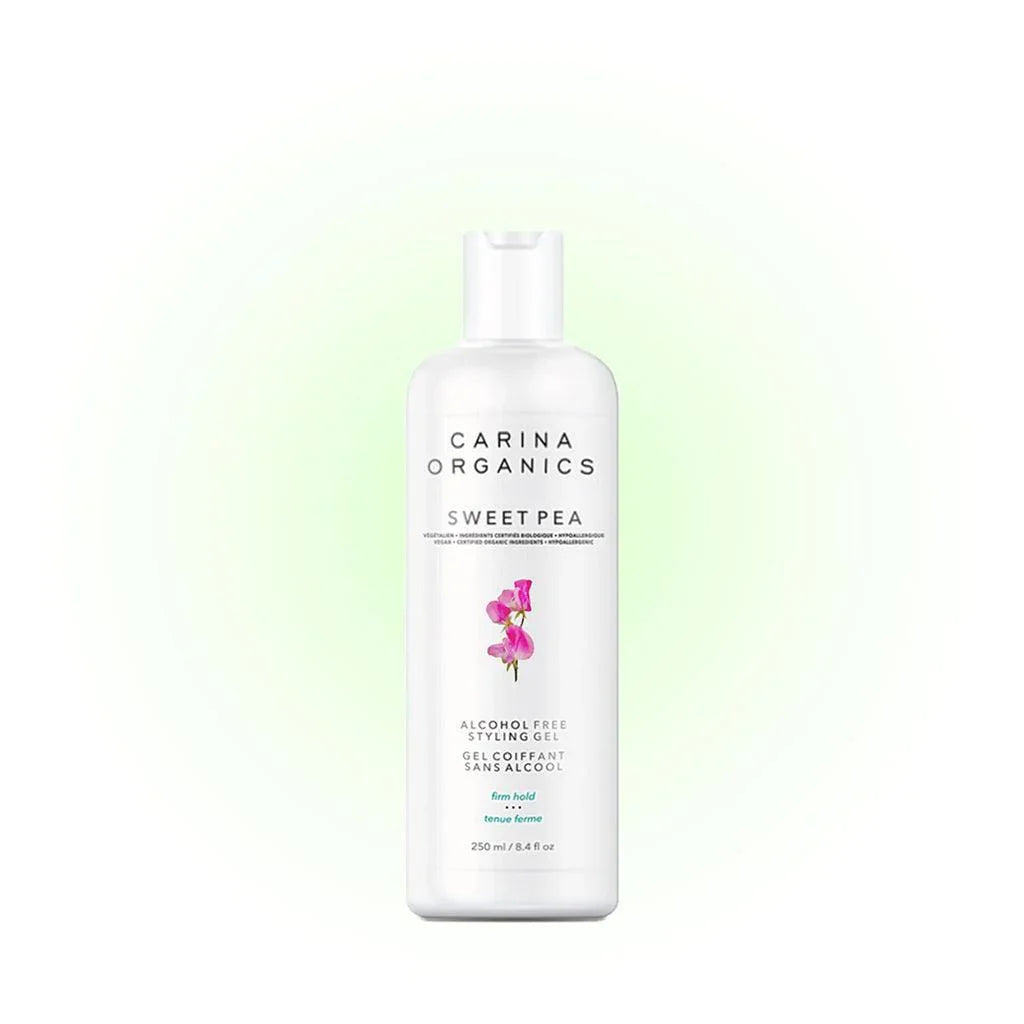 Gel Coiffant Sans Alcool Sweet Pea (Tenue Ferme) Carina Organics - La Boite à Grains