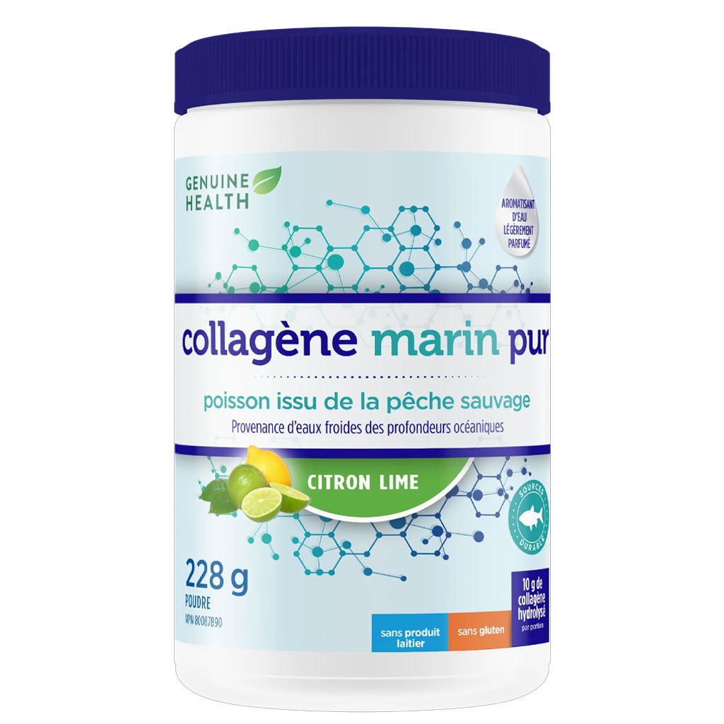 Genuine health collagène marin pur cirtron lime 228 g - La Boite à Grains