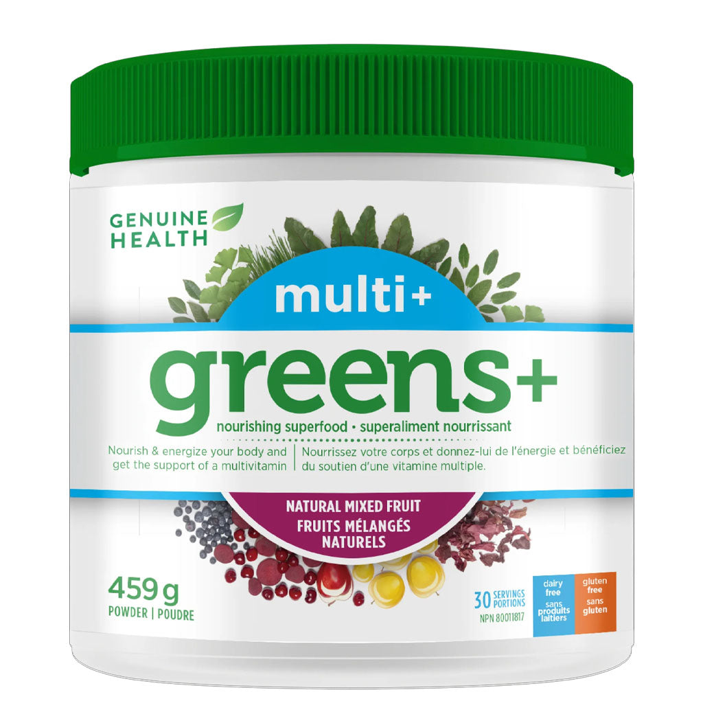 Genuine health greens+ multi+ fruits mélangés naturels 459 g - La Boite à Grains