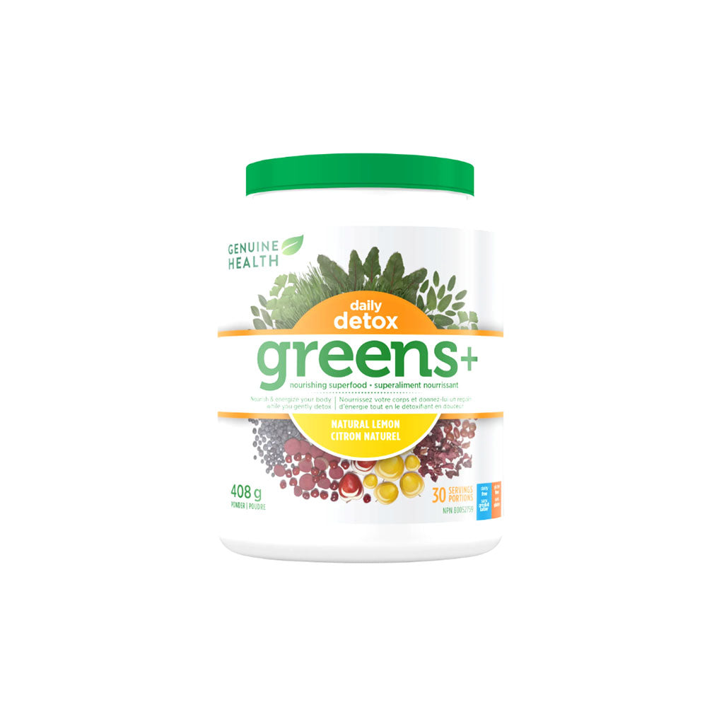 genuine health greens daily detox citron naturel 408 g