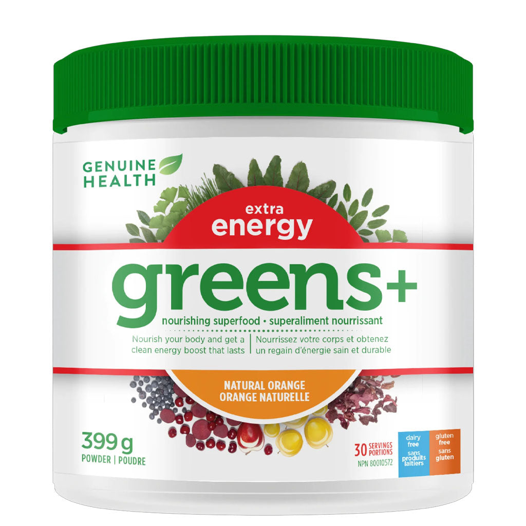 Genuine health greens+ extra energy orange naturelle 399 g - La Boite à Grains