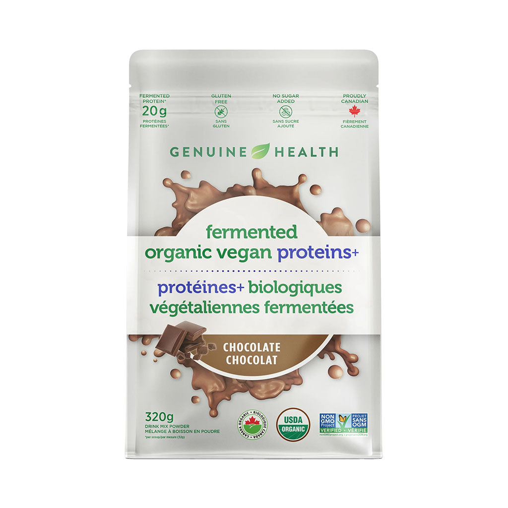 protéines biologiques végétaliennes chocolat Genuine Health - La Boite à Grains