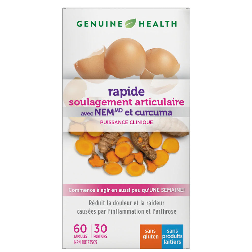 Genuine health soulagement articulaire nem et curcuma fermenté 60 capsules - La Boite à Grains