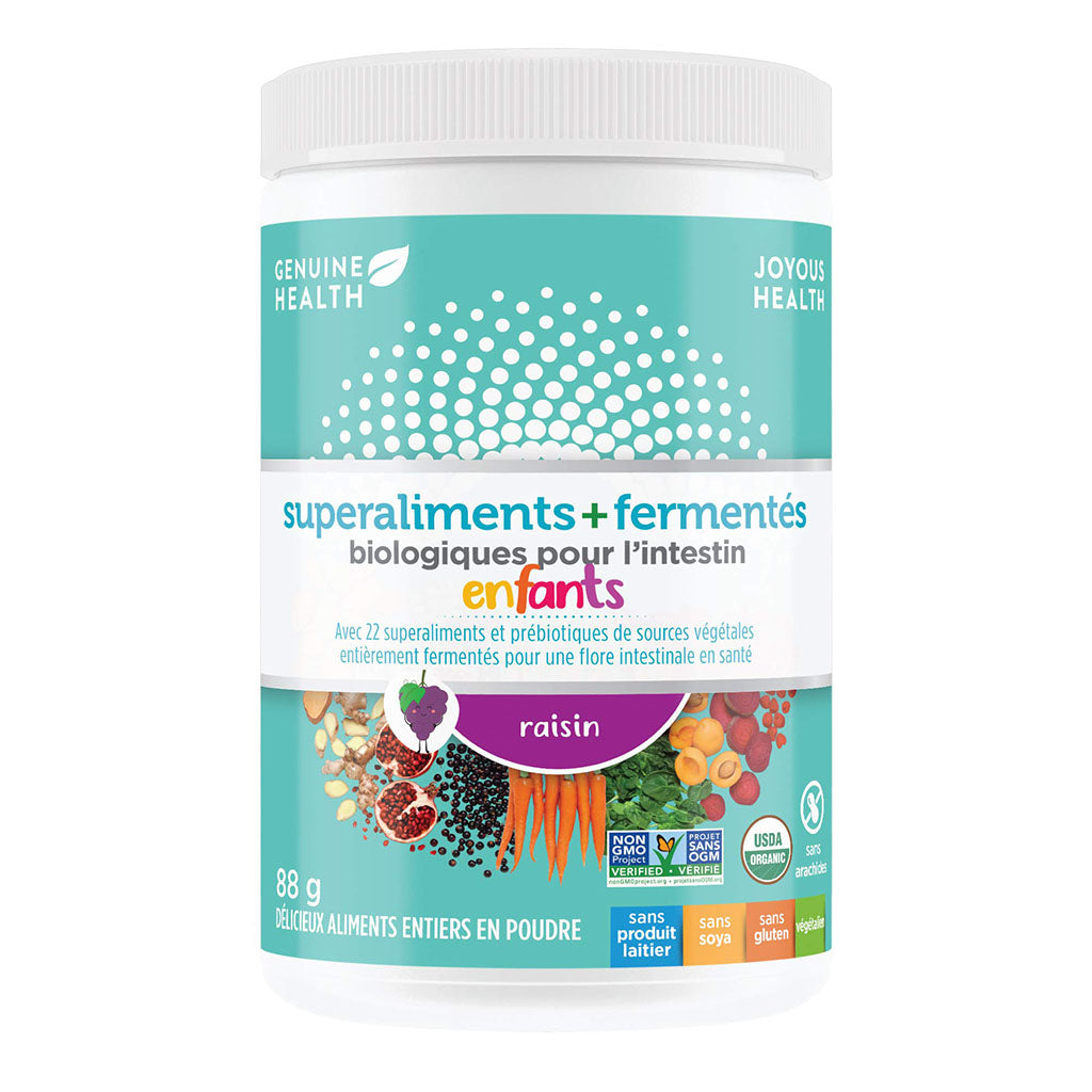 genuine health superaliments fermentés biologiques pour intestin enfants raisin 88 g